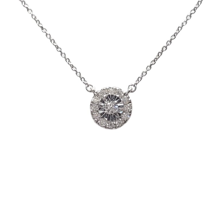 M(Y) 14K .10TDW CLUSTER SOL NECKLACE