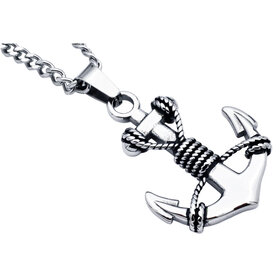 Blackjack (X) STAINLESS STEEL MENS ANCHOR NECKLACE
