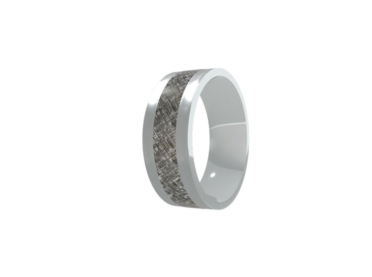 Heavy Stone (R) 8MM CO HAMMERED/METEORITE INLAY