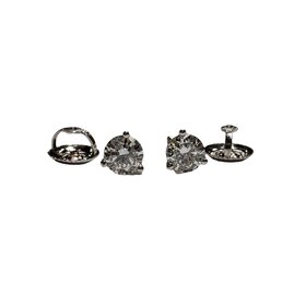 (X) 14K .75CT G SI2 STUDS ROUND DIAMOND STUD EARIINGS, WHITE GOLD, SCREW BACKS