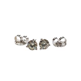 (X) 14K .81CT VS2 J RD STUDS WHITE GOLD 3 PRONG ROUND DIAMOND STUD EARRINGS