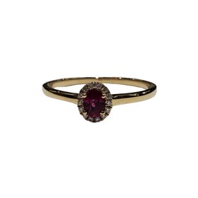 Gordon Brothers Company (X) 14K .18RBY .04DIA YELLOW GOLD OVAL RUBY RING WITH 14 ROUND DIMONDS
