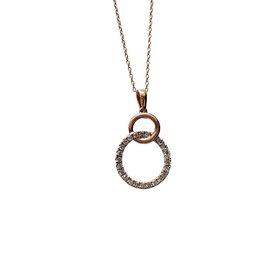 Daniels Jewels Art (R) 14KR .20TDW DOUBLE CIRCLE PENDENT