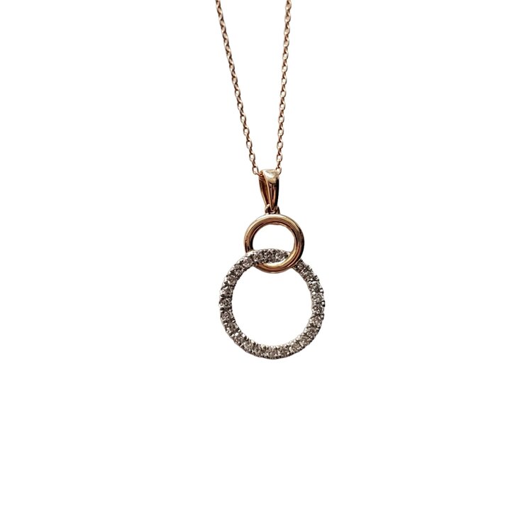 Daniels Jewels Art (R) 14KR .20TDW DOUBLE CIRCLE PENDENT
