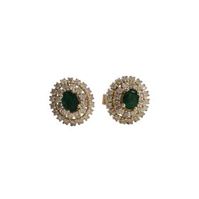 Daniels Jewels Art (R) 14KY .37CT EM .71TDW DOUBLE HALO STUDS