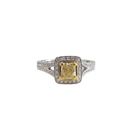 Gemdek M(R) 18K .66FY RADIANT .52CT TT DIAMOND RING