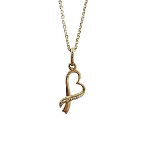 (Y) 14K .02TDW YELLOW GOLD FOUR DIAMOND HEART NECKLACE