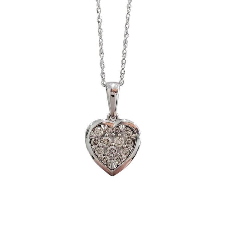 (R) 14K .24CT HEART PENDENT 13 DIAMOND HEART