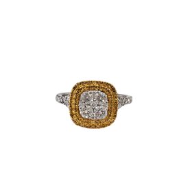 (R) 14K .93CT TDW FY G SI , 14K TWO TONE RING, NATURAL FANCY YELLOW DIAMONDS & WHITE DIAMONDS, EFFEY DESIGNER RING