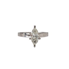 (R) 14KW .81CT I1 H SOL , 14K WHITE GOLD MARQUISE SOLITAIRE BRIDAL RING
