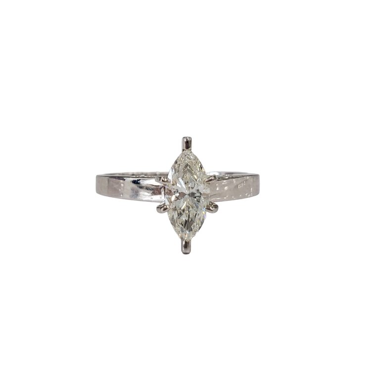 (R) 14KW .81CT I1 H SOL , 14K WHITE GOLD MARQUISE SOLITAIRE BRIDAL RING