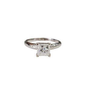 (R) 14KW 1.02CT PR I2 D , 14K WHITE GOLD PRINCESS CUT DIAMOND SOLITAIRE BRIDAL RING