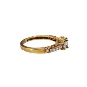 (R) 18KY .94CT TDW VS2 E , 18K YELLOW GOLD 3 STONE PRINCESS CUT ANNIVERSARY AND BRIDAL RING