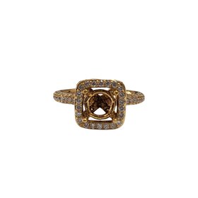 (R) 18KY .95CTW DIA SQUARE HALO WITH PAVE SET DIAMONDS SEMI-MOUNT SET IN 18K YELLOW GOLD