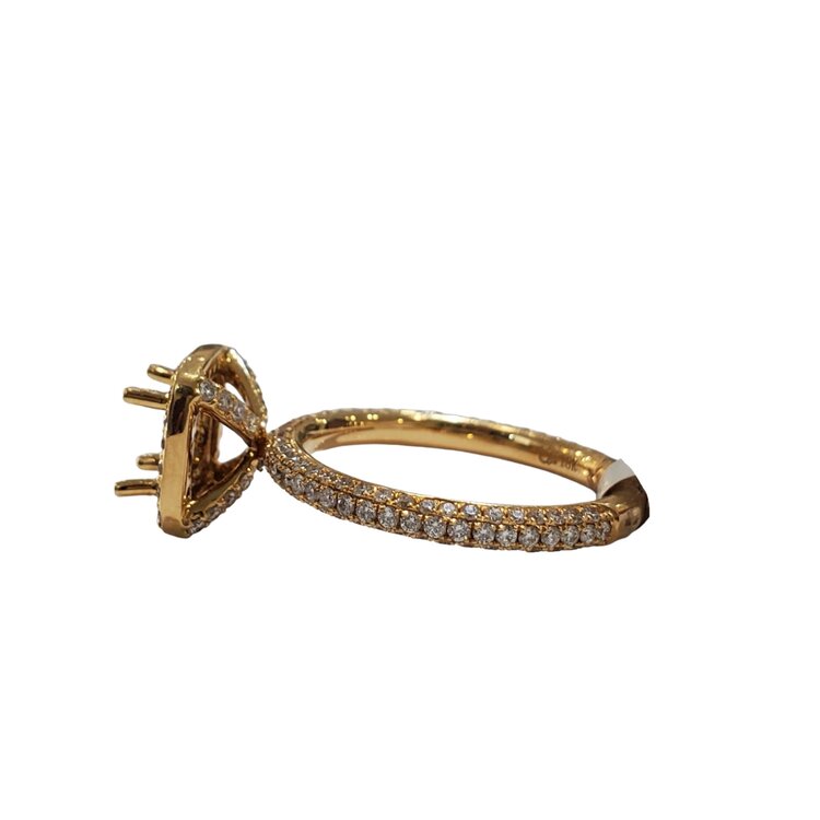 (R) 18KY .95CTW DIA SQUARE HALO WITH PAVE SET DIAMONDS SEMI-MOUNT SET IN 18K YELLOW GOLD