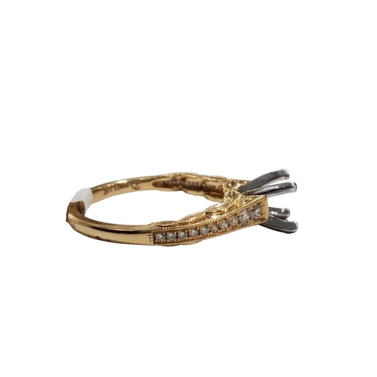 Gemdek M(R) 14KY .23CTW DIA MILGRAIN ROUND DIAMOND SEMI-MOUNT IN 14K YELLOW GOLD