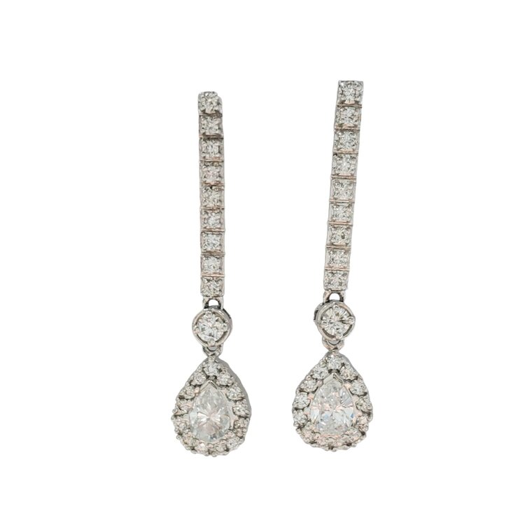 Gemdek M(R) 14KW .96CT PEAR DIAMOND .85CT ACCENTED TDW DANGLE EARRINGS
