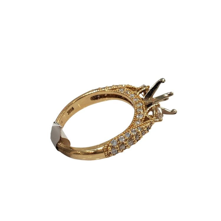 (R) 14KY .92CTW MICRO PAVE THREE STONE ENGAGEMENT SEMI MOUNT