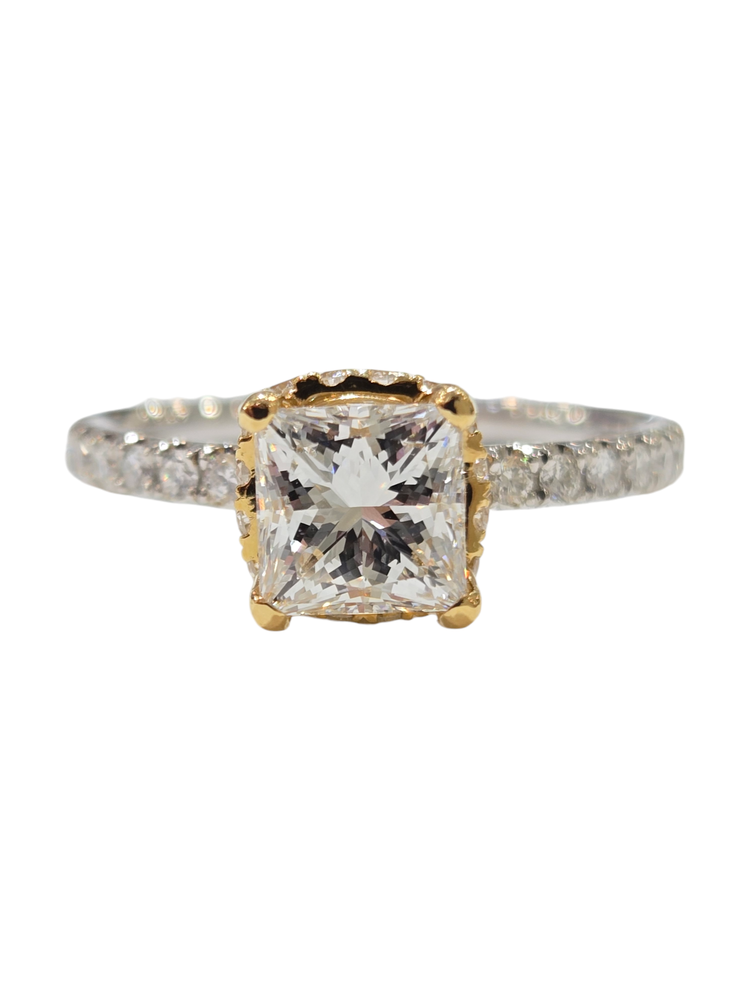 M(B)18K 1.17CT LAB F VVS2 .40MT PR IGI #LG494175297 PRINCESSES CUT LAB GROWN DIAMOND