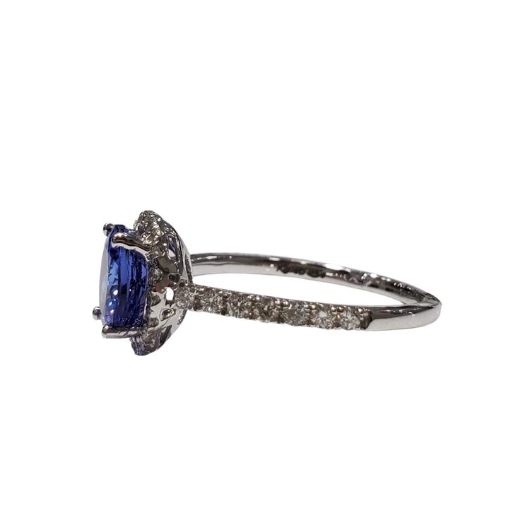 KALLATI M(R) 14K 2.00CT TANZ .65CT DIAMOND HALO RING  ,   AAA TANZANITE/ SI DIAMONDS