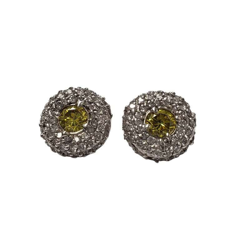 (R)14KW .42CT IY .62CT RB STUD IRRITATED YELLOW MICRO PAVE STUD EARRINGS