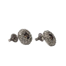 Gemdek M(R) 14K .70CT CHOC/WHT MICRO PAVE SET HALO STUD EARRINGS