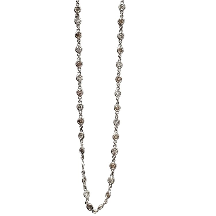 Gemdek M(R) 14K 3.45CT BEZELED WHT/CHOC DIAMOND NECKLACE