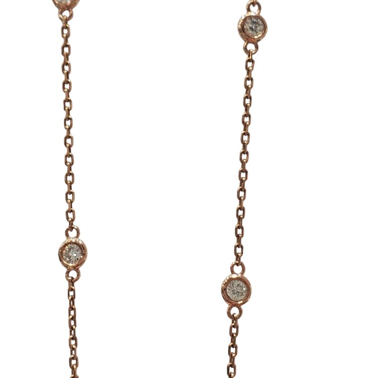 Gemdek M(R) 14KR .86CT BEZELED 12 DIAMONDS BY THE YARD NECKLACE