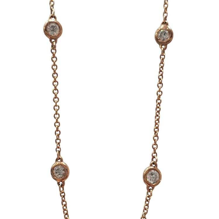 Gemdek M(R) 14KR .21CT BEZELED 8 DIAMONDS BY THE YARD NECKLACE