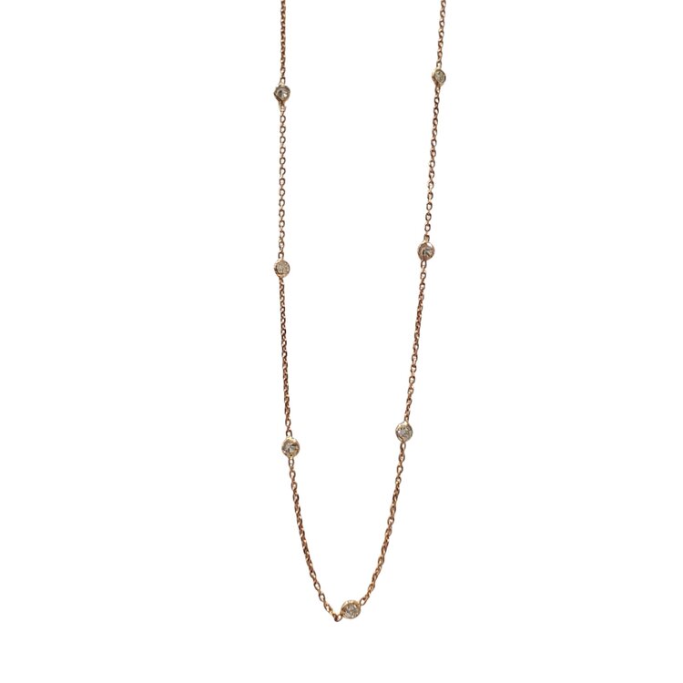 Gemdek M(R) 14KR .62CT BEZELED 10 DIAMONDS BY THE YARD NECKLACE