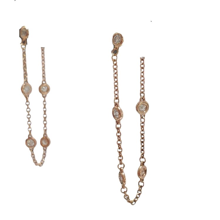 Gemdek M(R) 14KR .50CT BEZELED DIAMONDS BY THE YARD DROP EARRINGS