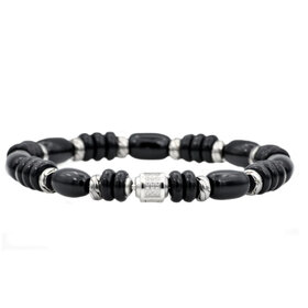 (R) Onyx Stainless steel bracelet cz