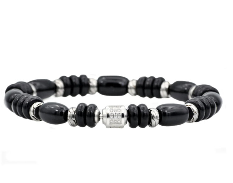 (R) Onyx Stainless steel bracelet cz