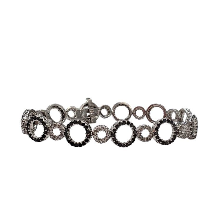 Gemdek M(R) 1.57TDW BLK AND WHT DIA BRACELET