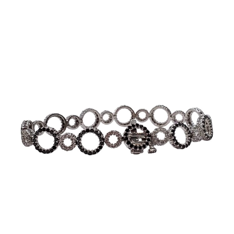 Gemdek M(R) 1.57TDW BLK AND WHT DIA BRACELET