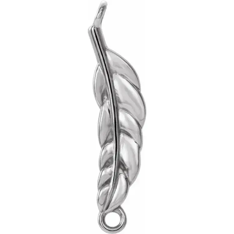 (R) 14K WG LEAF CHARM WHITE GOLD