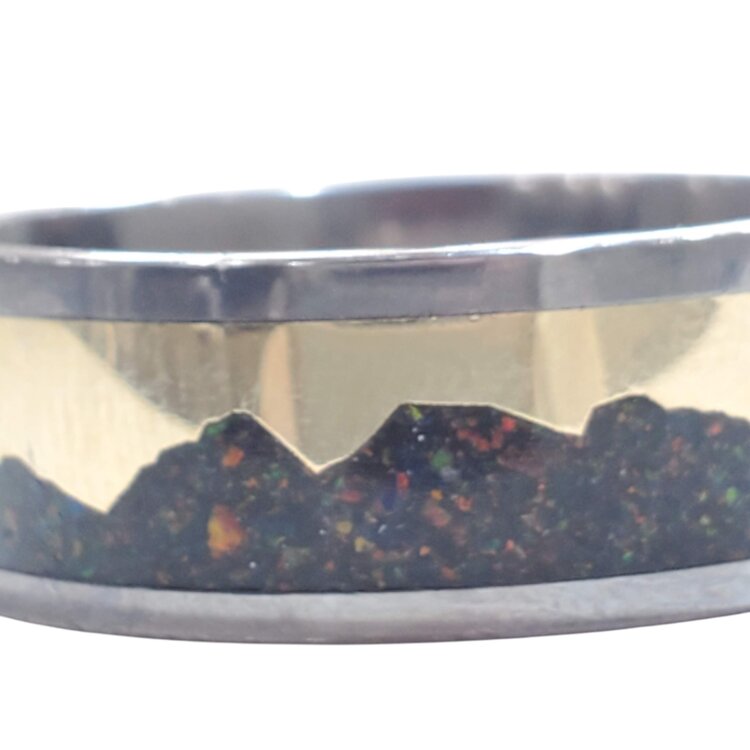 Heavy Stone (R) 8MM TANT OPAL 14KY OVERLAY FLAT POLISHED