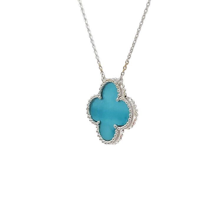 PRIMA NEW YORK M(R) 14K 1.73CT TURQUOISE CLOVER NECKLACE
