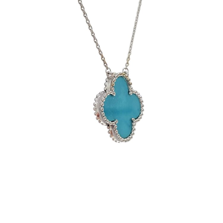 PRIMA NEW YORK M(R) 14K 1.73CT TURQUOISE CLOVER NECKLACE