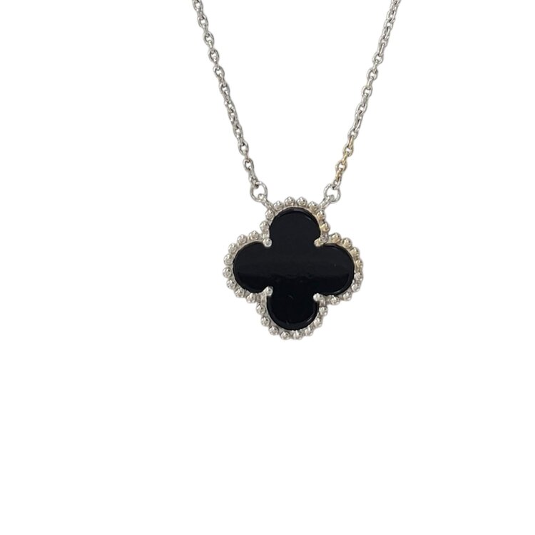 PRIMA NEW YORK M(R) 14K 1.68CT BLACK ONYX CLOVER NECKLACE
