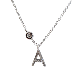 ROMAN + JULES (R) 14K .09CT “A” SI1 H WHITE GOLD INITIAL PENDANT DIAMONDS