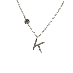 ROMAN + JULES (R)14K .09CT “K” SI1 H WHITE GOLD INITIAL PENDANT DIAMONDS