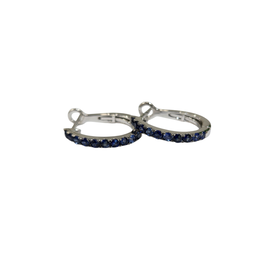 ROMAN + JULES (R) 14K .50CT SAPPH WHITE GOLD SAPPHIRE HOOP EARRINGS