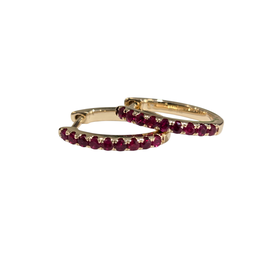 ROMAN + JULES (R) 14K .32CT RUBY HOOP EARRINGS IN YELLOW GOLD