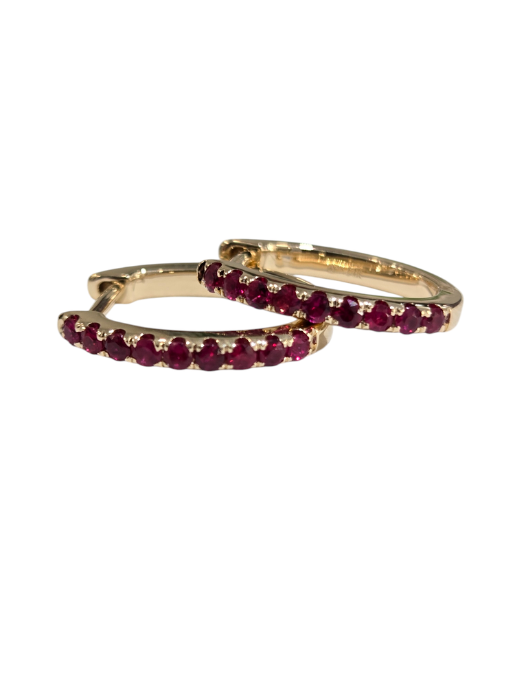 ROMAN + JULES (R) 14K .32CT RUBY HOOP EARRINGS IN YELLOW GOLD