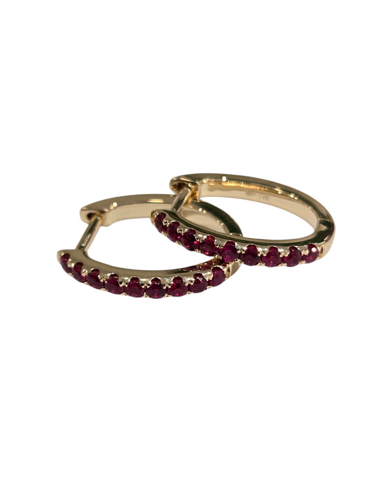 ROMAN + JULES (R) 14K .32CT RUBY HOOP EARRINGS IN YELLOW GOLD