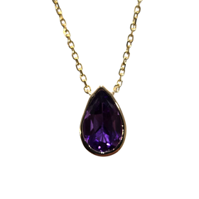 PARAGON COUTURE (R) 14K .90CT AMETHYST YELOOW GOLD PENDANT