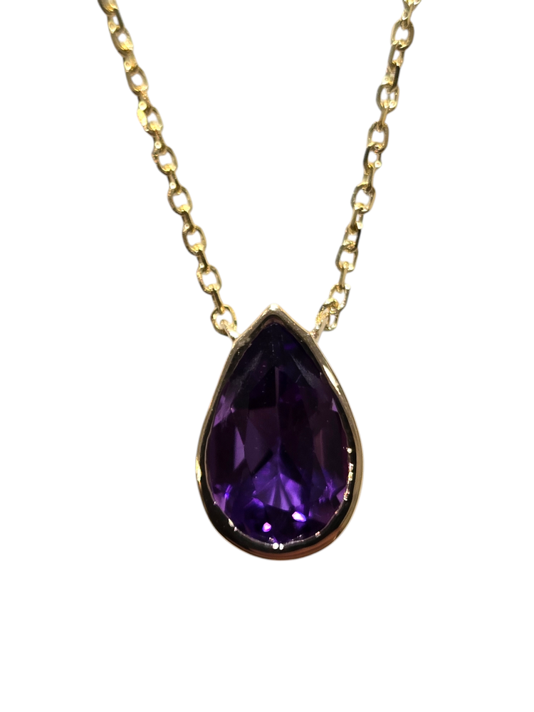 PARAGON COUTURE (R) 14K .90CT AMETHYST YELOOW GOLD PENDANT