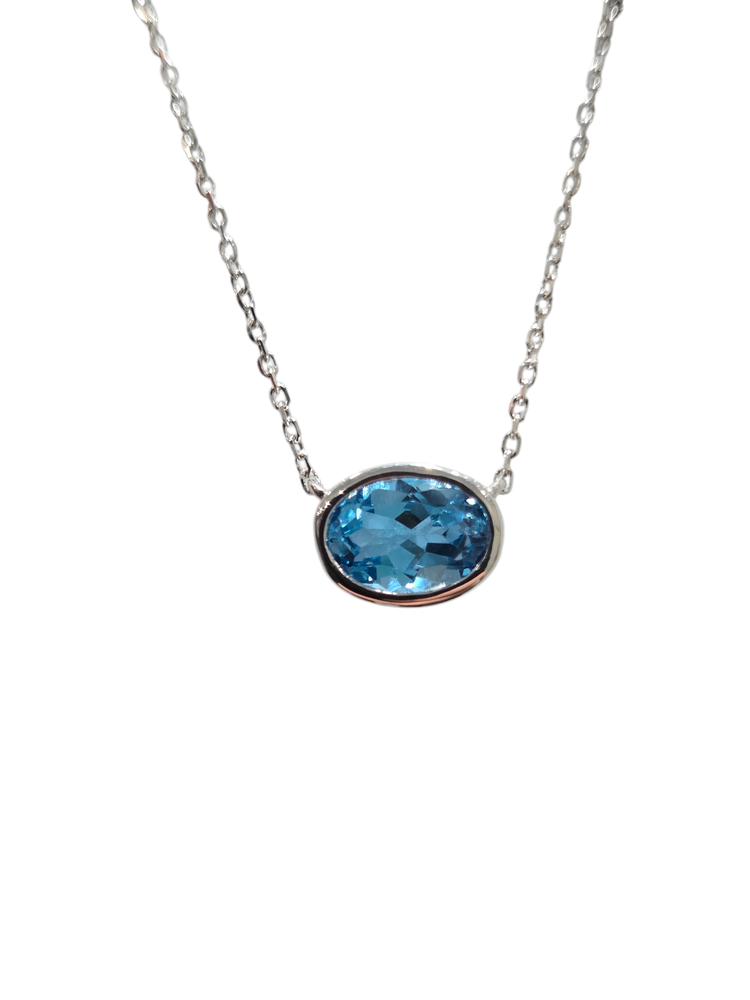 PARAGON COUTURE (R) 14K 1.15CT BLUE/TOPAZ WHITE GOLD PENDANT