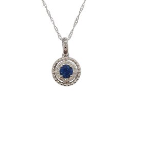 GBC (R) 14KW .31CT SAPH .06CT DIA HALO PENDANT
